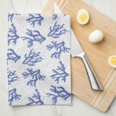 Afdruk van blauwe en witte zeeen koraallegeringen theedoek (Quarter Fold)