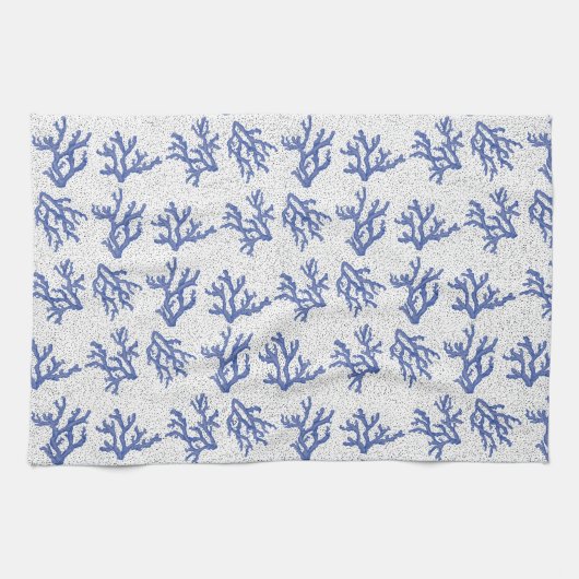 Afdruk van blauwe en witte zeeen koraallegeringen theedoek (Horizontaal)