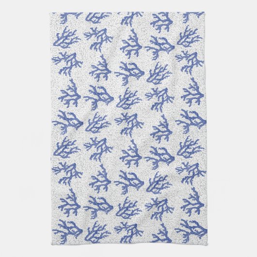 Afdruk van blauwe en witte zeeen koraallegeringen theedoek (Verticaal)