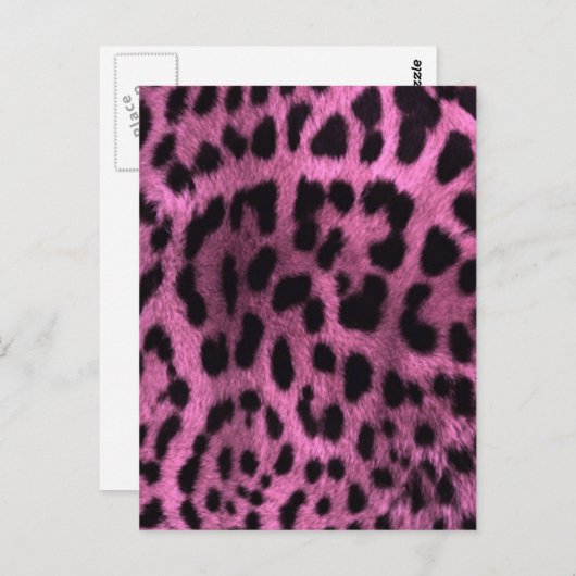 Afdruk van de luipaard - roze briefkaart (Voorkant / Achterkant)