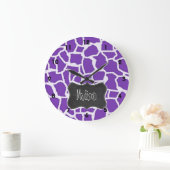 Afdruk van druiven van Paarse Giraffe; Chalkboardb Grote Klok (Huis)