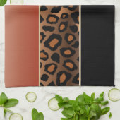 Afdruk van gebrand Sinaasappel en zwarte luipaard Theedoek (Gevouwen)