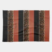 Afdruk van gebrand Sinaasappel en zwarte luipaard Theedoek (Horizontaal)