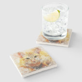 Afdruk van geverfde katten stenen onderzetter (Zijkant)