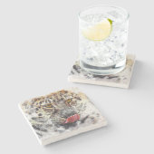 Afdruk van geverfde luipaard stenen onderzetter (Zijkant)