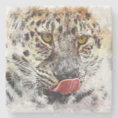Afdruk van geverfde luipaard stenen onderzetter (Voorkant)