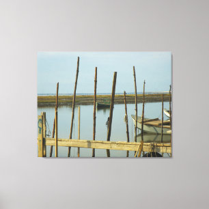 Afdruk van groen oester boat Wrapped Canvas