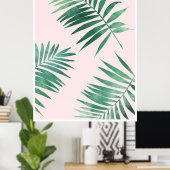 Afdruk van groene en roze botanische posters (Thuiskantoor)