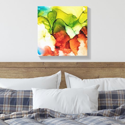 Afdruk van hartdoek bloemen canvas afdruk (Insitu (Slaapkamer))