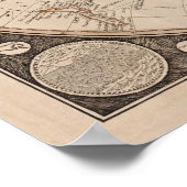 Afdruk van het oude poster World Continent Map (Hoek)