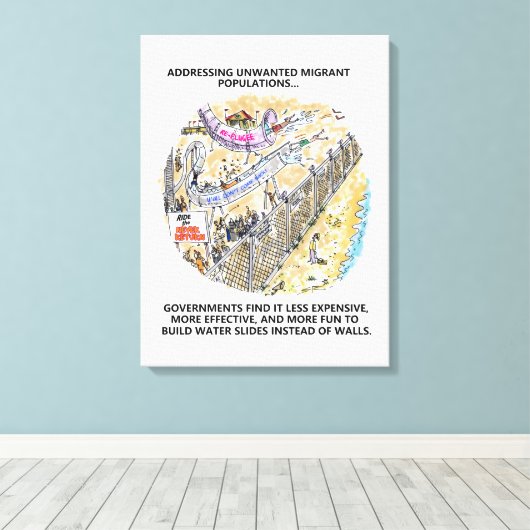 Afdruk van het schilderwerk van Refugee Water Slid Canvas Afdruk (Insitu (Houten vloer))