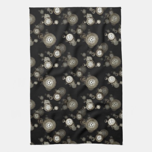 Afdruk van horlogebanden - met steampunk gepatterd theedoek (Verticaal)