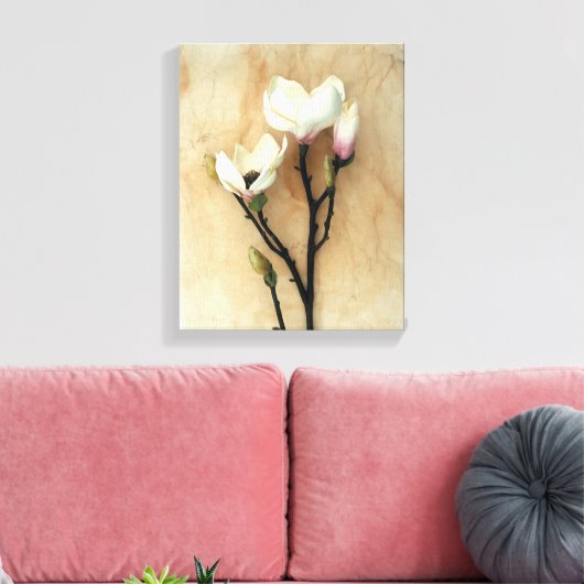 Afdruk van kunstmand Magnolia floral art Canvas Afdruk (Insitu (Woonkamer))