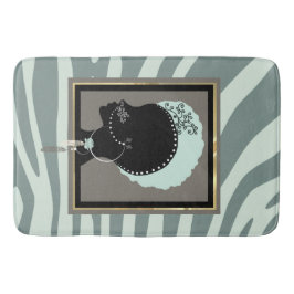Afdruk van mint-groen, crème en zwarte zebra badmat
