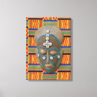 Afdruk van Oranje Kente Canvas (Afrikaans stammenm