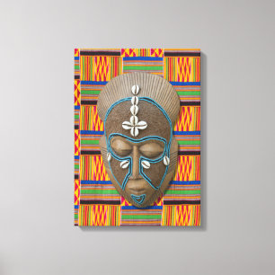 Afdruk van Oranje Kente Canvas (Afrikaans stammenm