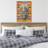 Afdruk van Oranje Kente Canvas (Afrikaans stammenm (Insitu (Slaapkamer))