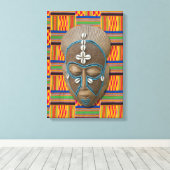 Afdruk van Oranje Kente Canvas (Afrikaans stammenm (Insitu (Houten vloer))