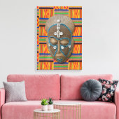 Afdruk van Oranje Kente Canvas (Afrikaans stammenm (Insitu (Woonkamer))