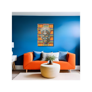 Afdruk van Oranje Kente Canvas (Afrikaans stammenm