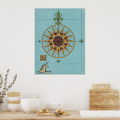 Afdruk van oude Renaissance-windrose-kaart met één Poster (Keuken)