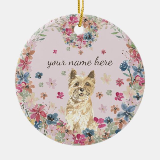 Afdruk van paardebloemen voor terrier Dog Keramisch Ornament (Voorkant)