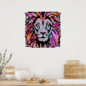 Afdruk van Poster van Lion Face - realistische vle (Keuken)