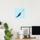Afdruk van poster van Narwhal Blue Wall (Thuiskantoor)