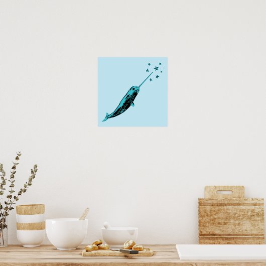 Afdruk van poster van Narwhal Blue Wall (Keuken)