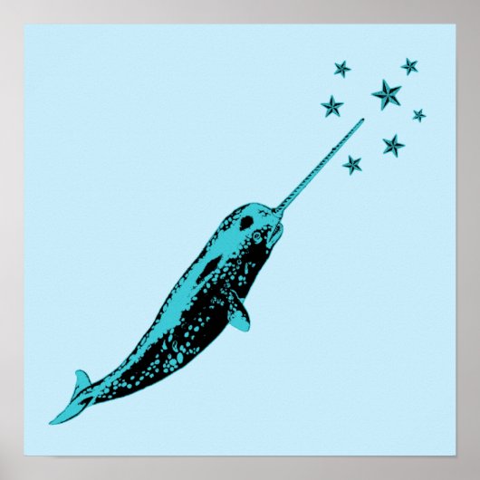Afdruk van poster van Narwhal Blue Wall (Voorkant)