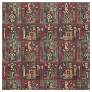 Afdruk van Precolumbiaans Peruviaans Tribal Patter Stof