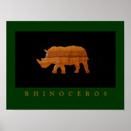 Afdruk van rinoceros op muren poster