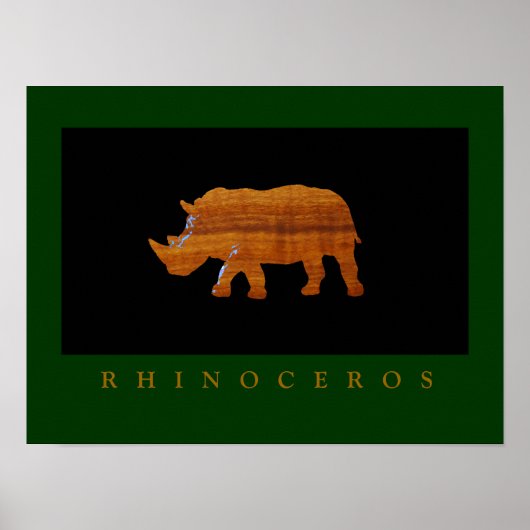 Afdruk van rinoceros op muren poster (Voorkant)