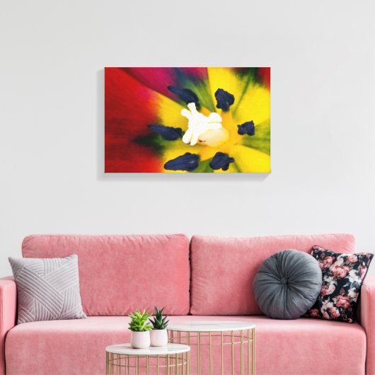 Afdruk van rode tulpbloem canvas afdruk (Insitu (Woonkamer))