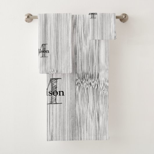 Afdruk van roodgrijs bamboe Monogram Bad Handdoek (Insitu)