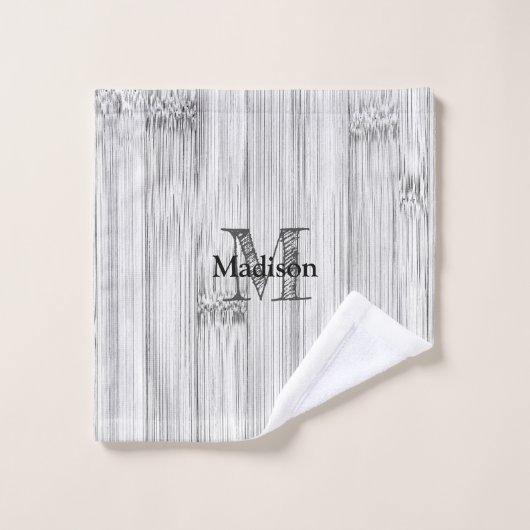 Afdruk van roodgrijs bamboe Monogram Bad Handdoek (Wasdoekje)