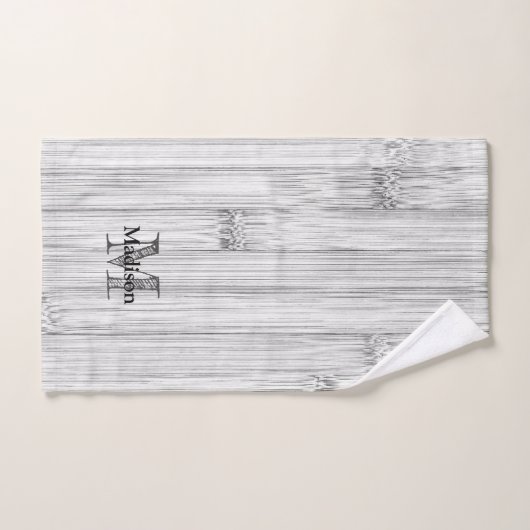 Afdruk van roodgrijs bamboe Monogram Bad Handdoek (Handdoek)