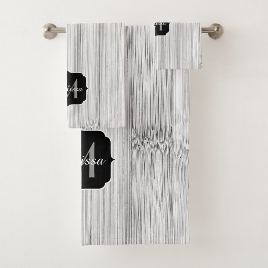 Afdruk van roodgrijs bamboe Monogram Bad Handdoek (Insitu)