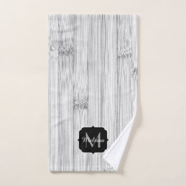 Afdruk van roodgrijs bamboe Monogram Bad Handdoek