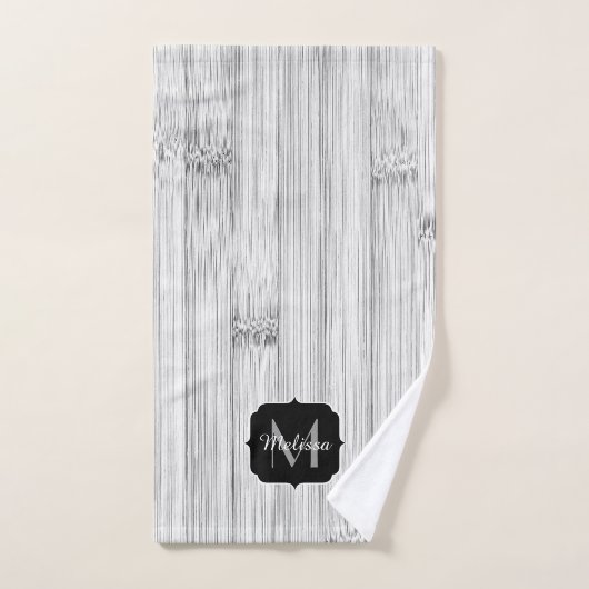 Afdruk van roodgrijs bamboe Monogram Bad Handdoek (Handdoek)