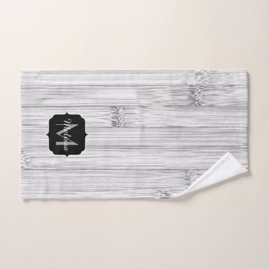 Afdruk van roodgrijs bamboe Monogram Bad Handdoek (Handdoek)