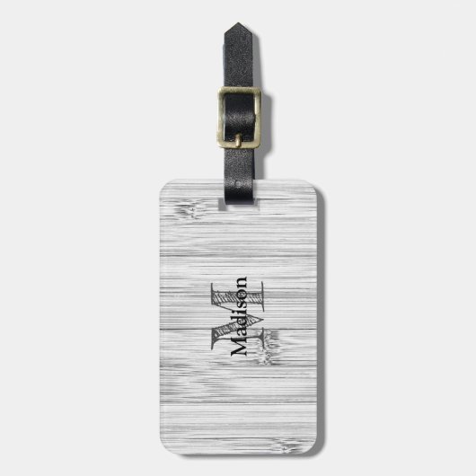 Afdruk van roodgrijs bamboe Monogram Bagagelabel (Voorkant verticaal)