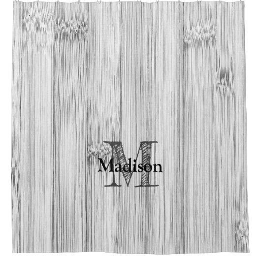 Afdruk van roodgrijs bamboe Monogram Douchegordijn (Voorkant)