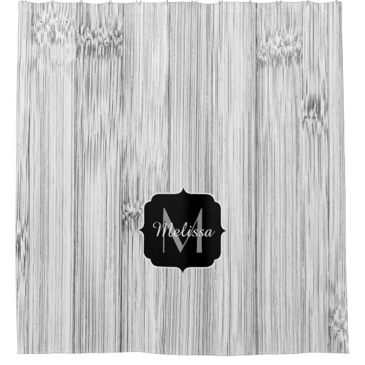 Afdruk van roodgrijs bamboe Monogram Douchegordijn (Voorkant)