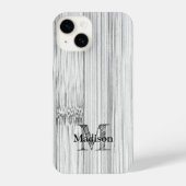 Afdruk van roodgrijs bamboe Monogram iPhone Hoesje (Achterkant)