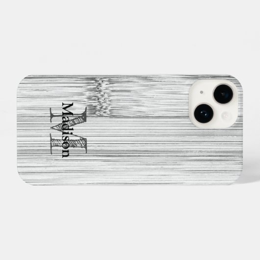 Afdruk van roodgrijs bamboe Monogram iPhone Hoesje (Achterkant horizontaal)