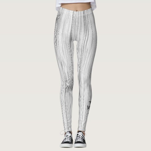 Afdruk van roodgrijs bamboe Monogram Leggings (Voorkant)