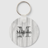 Afdruk van roodgrijs bamboe Monogram Sleutelhanger (Voorkant)