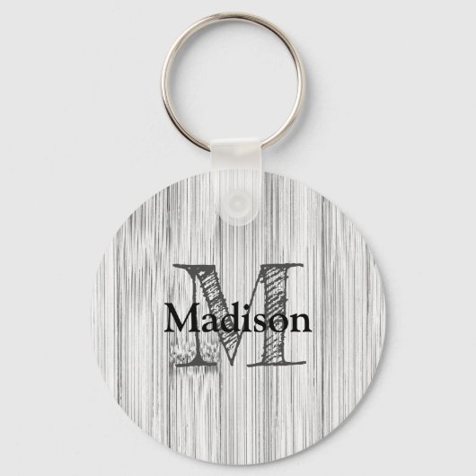 Afdruk van roodgrijs bamboe Monogram Sleutelhanger (Voorkant)