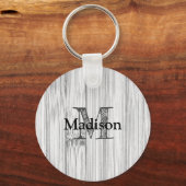 Afdruk van roodgrijs bamboe Monogram Sleutelhanger (Achterkant)